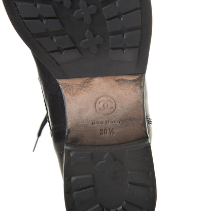 Chanel Calfskin Quilted Combat Boots 38.5 Black 8 of 13