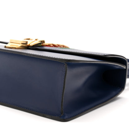 Gucci Vitello Fontanella Web Small Sylvie Shoulder Bag Blue Agata 10 of 10