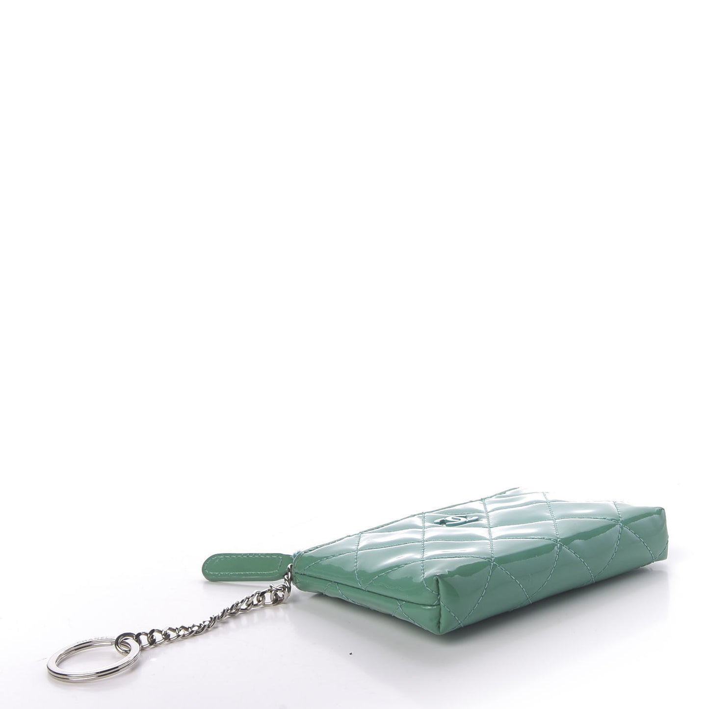 Patent Quilted Key Holder Case Green