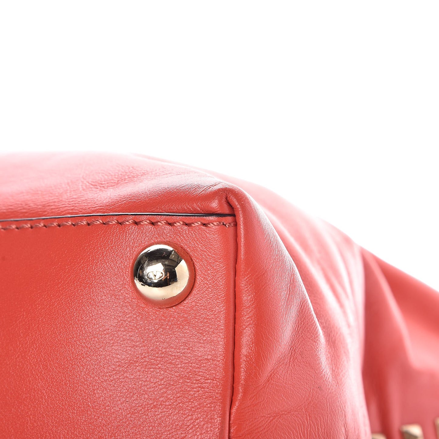 Vitello Rockstud Dome Satchel Deep Coral
