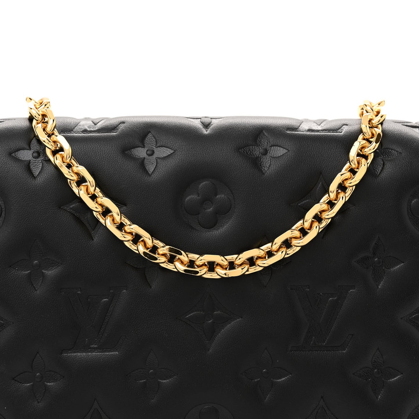 Lambskin Embossed Monogram Pochette Coussin Black