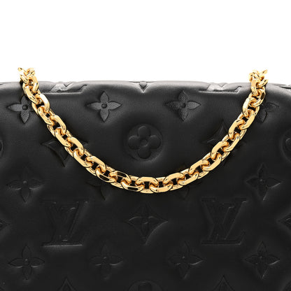 Louis Vuitton Lambskin Embossed Monogram Pochette Coussin Black 7 of 9