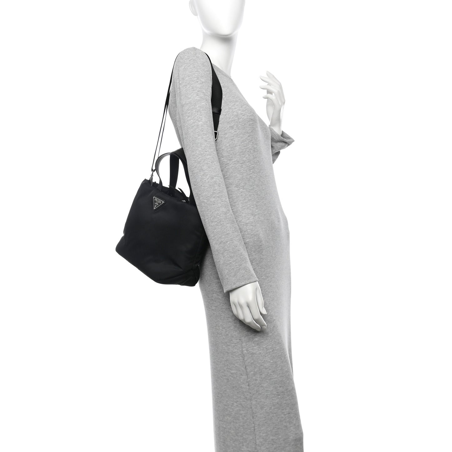 Tessuto Nylon Soft Padded Small Shopping Tote Black