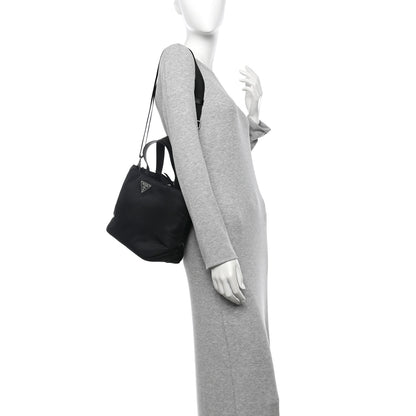 Prada Tessuto Nylon Soft Padded Small Shopping Tote Black 2 of 9