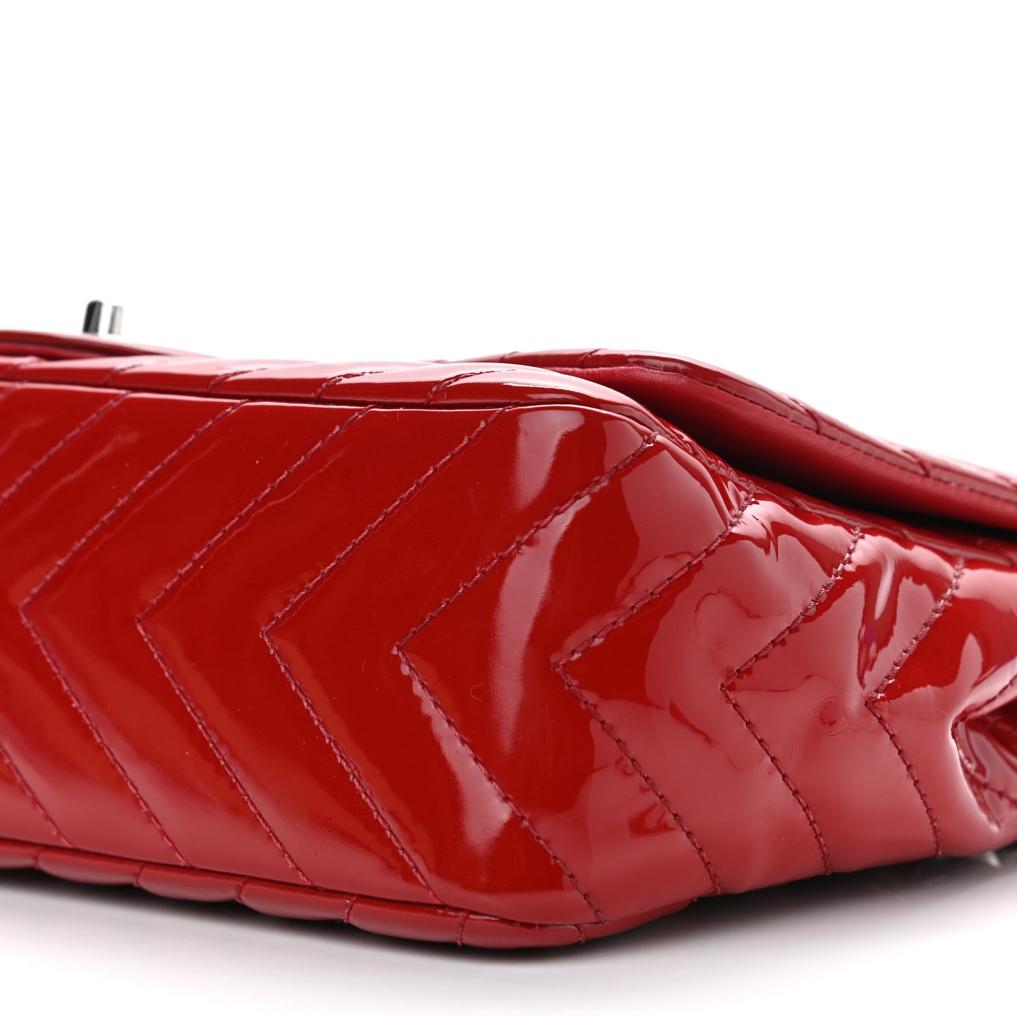 Patent Chevron Quilted Jumbo Single Flap Red