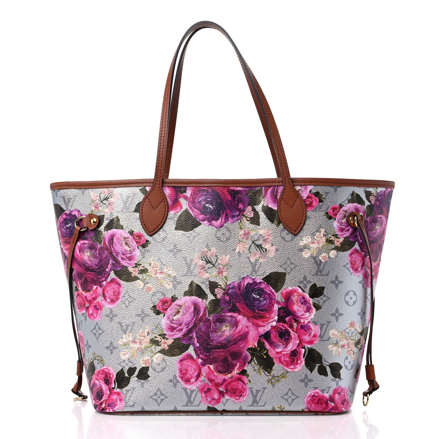 Metallic Monogram LV Garden Neverfull MM Silver