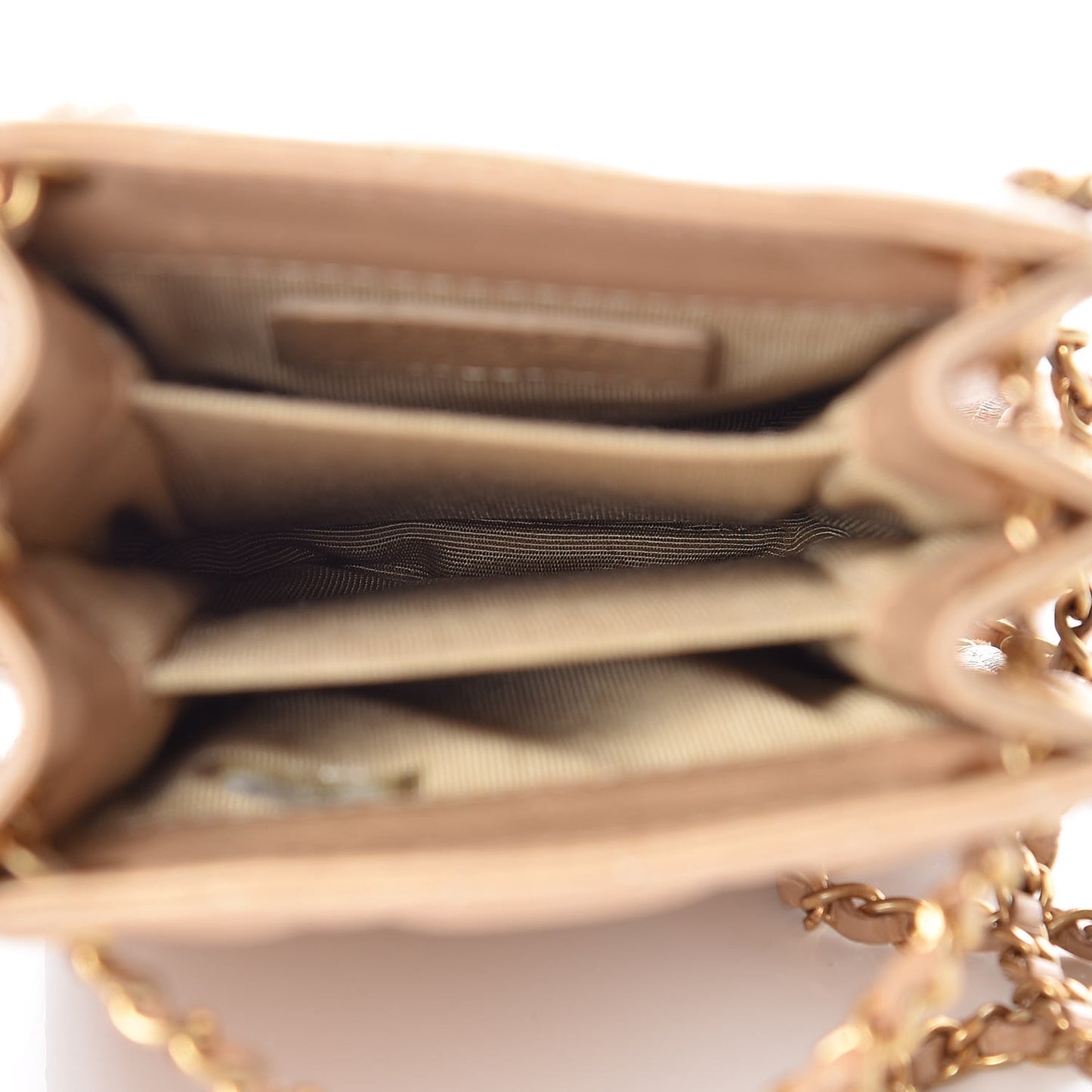 Metallic Calfskin Quilted Crossbody CC Phone Holder Gold