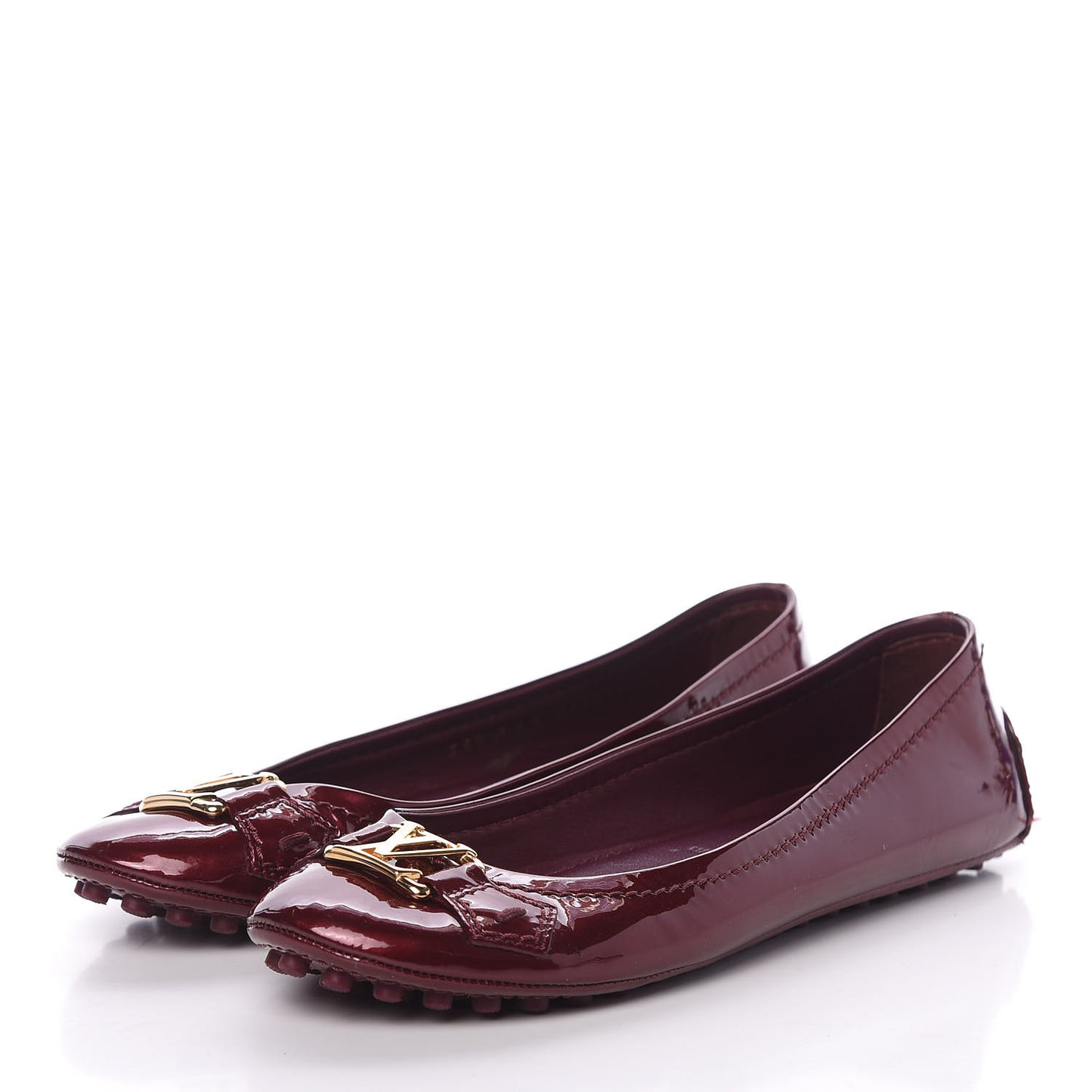 Patent Calfskin Oxford Ballerina Flats 34.5 Amarante