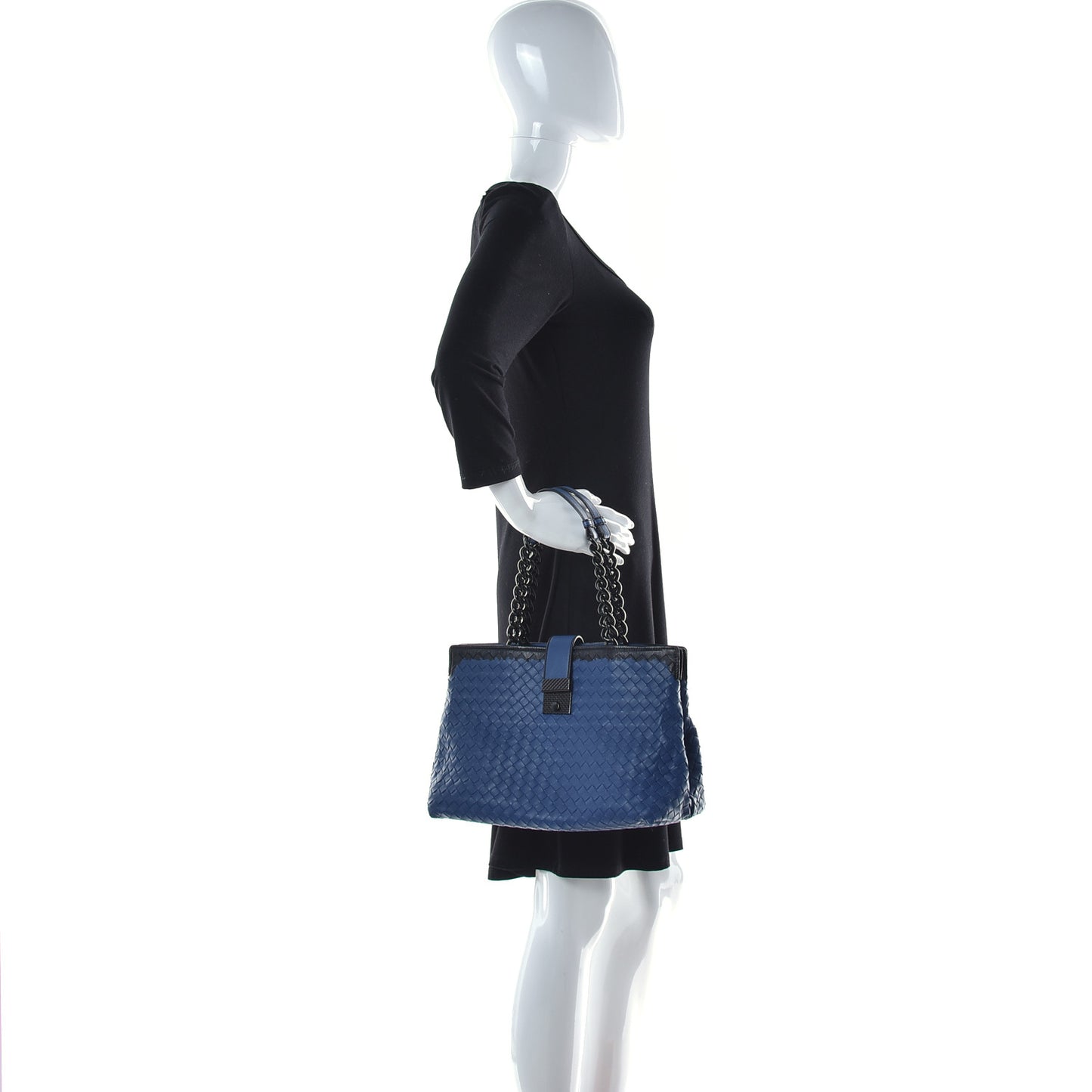 Nappa Intrecciato Karung Glass Tote Blue