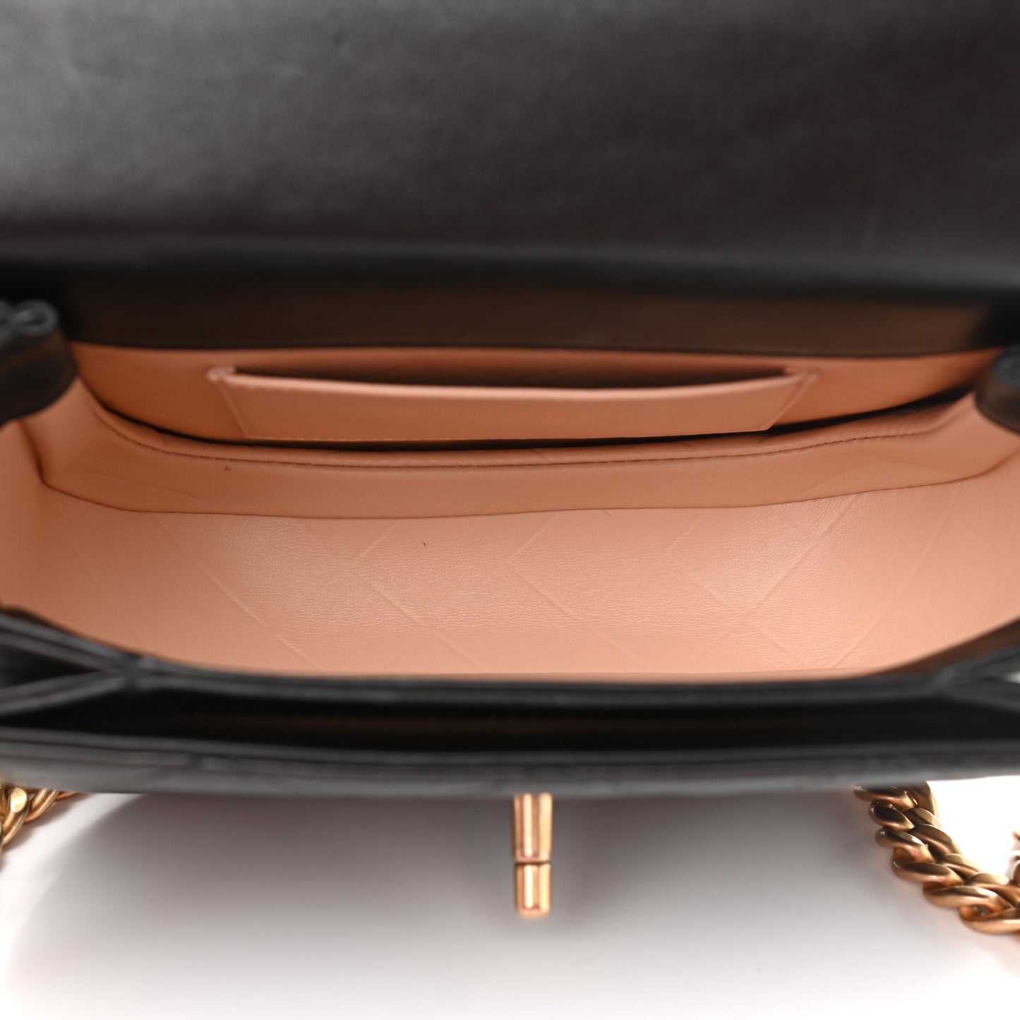 Calfskin Quilted Moon Messenger Black