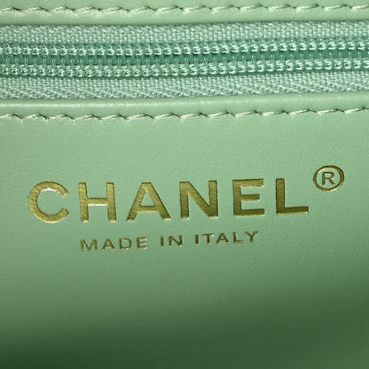 Chanel Shiny Aged Calfskin Quilted Nano Kelly Shopper Light Green 6 of 11