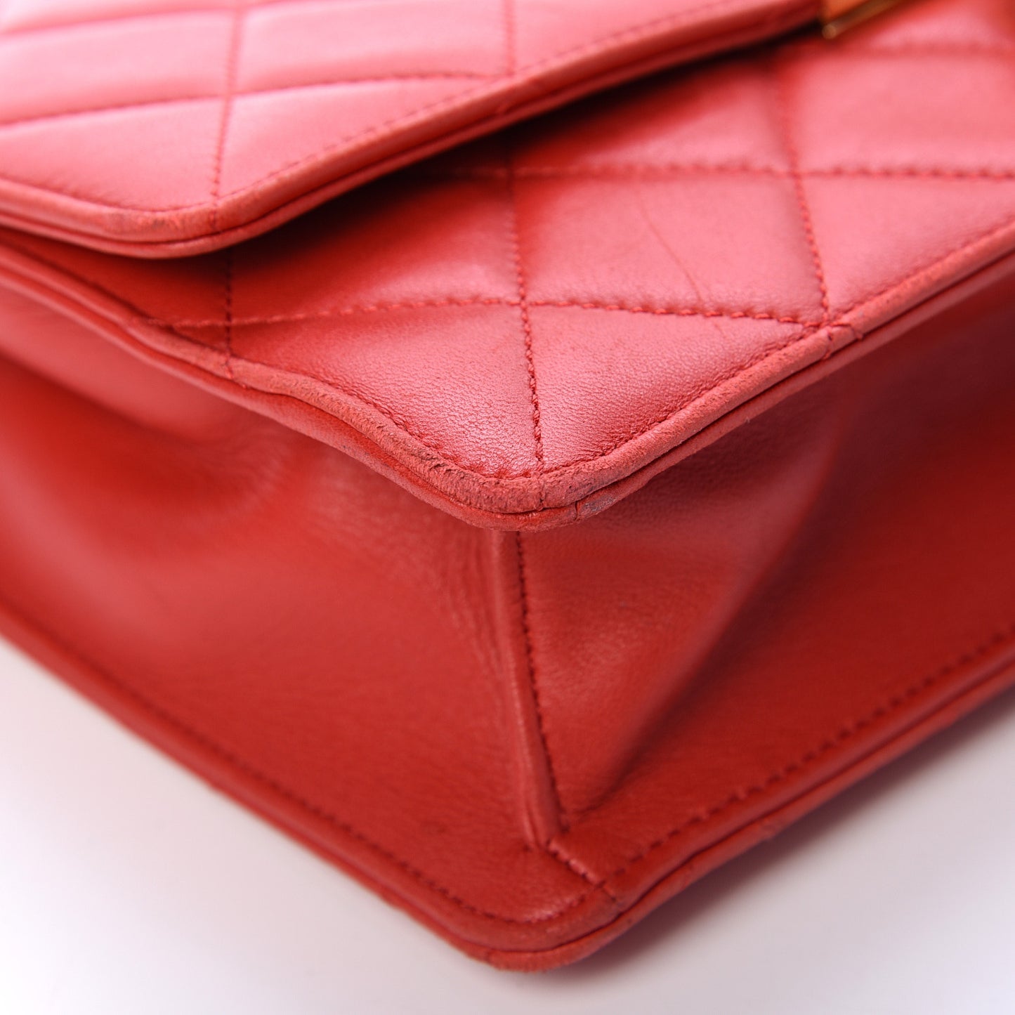 Lambskin Quilted Large Golden Class Flap Red