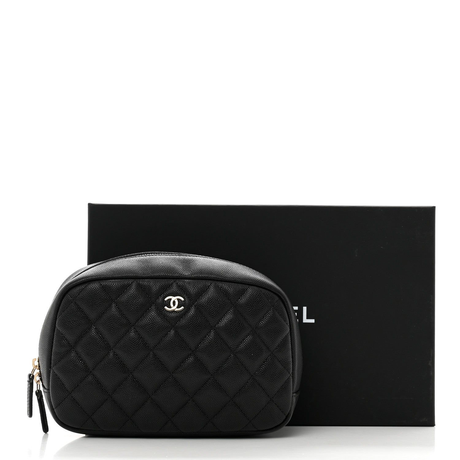 Chanel Caviar Quilted Medium Curvy Pouch Cosmetic Case Black 8 of 8