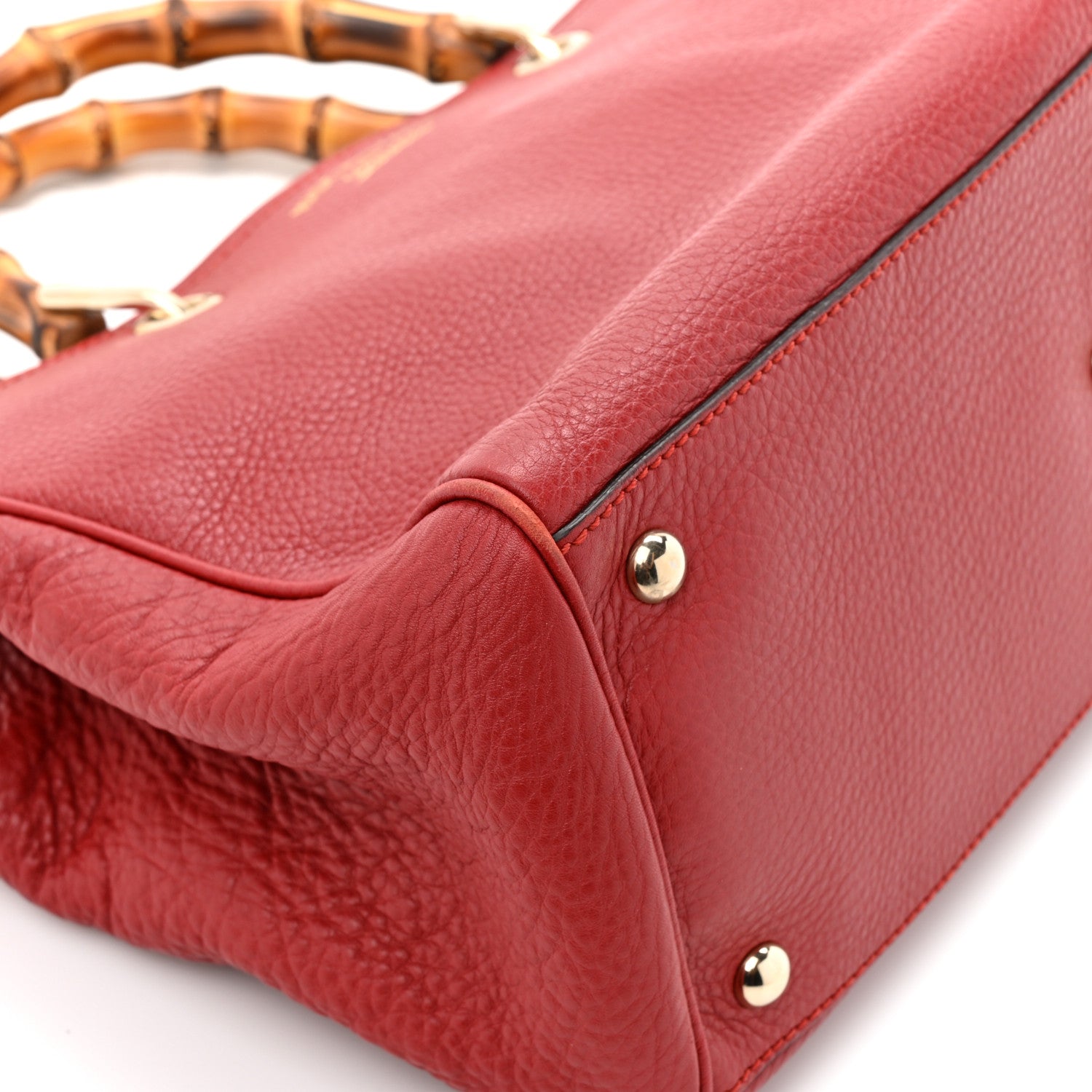 Gucci Pebbled Calfskin Medium Bamboo Shopper Tote Red 1857675