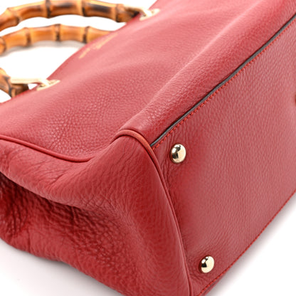 Gucci Pebbled Calfskin Medium Bamboo Shopper Tote Red 11 of 15