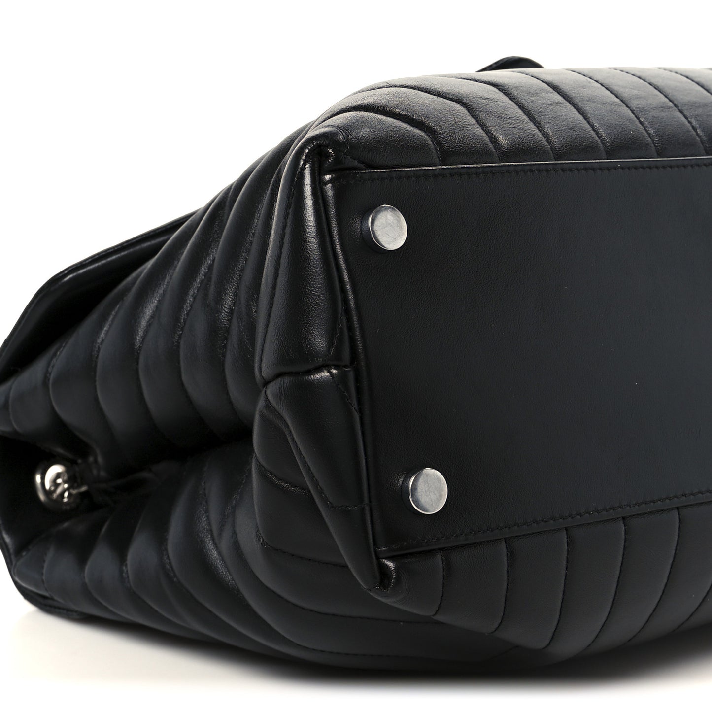 Calfskin Y Quilted Monogram Large Loulou Chain Satchel Black