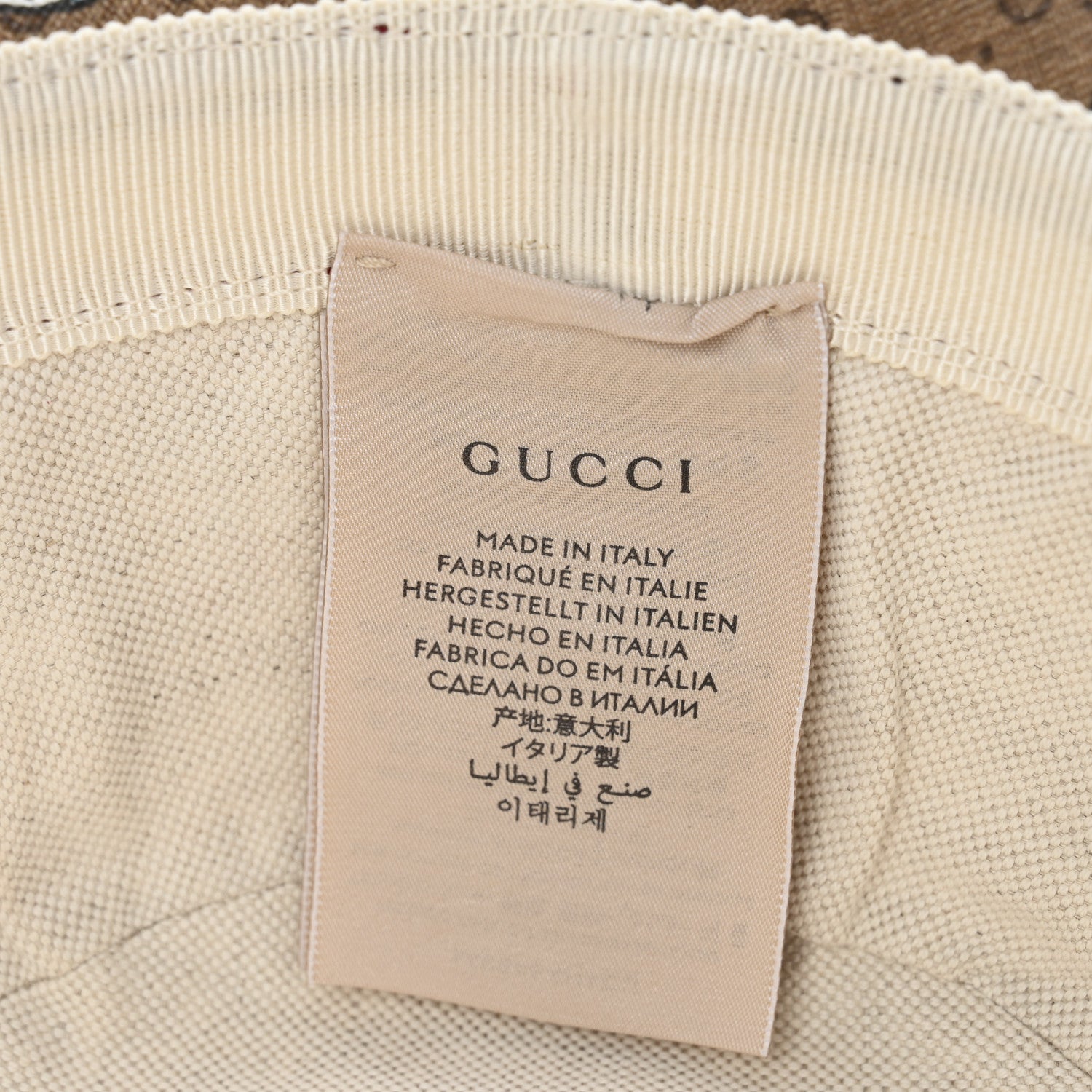 Gucci X DORAEMON Mini Vintage GG Supreme Monogram Textured Dollar Calfskin Bucket Hat S Beige Cherry Red 9 of 11