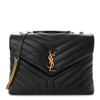 Saint Laurent Calfskin Y Quilted Monogram Monochrome Medium Loulou Chain Satchel Black 1 of 10