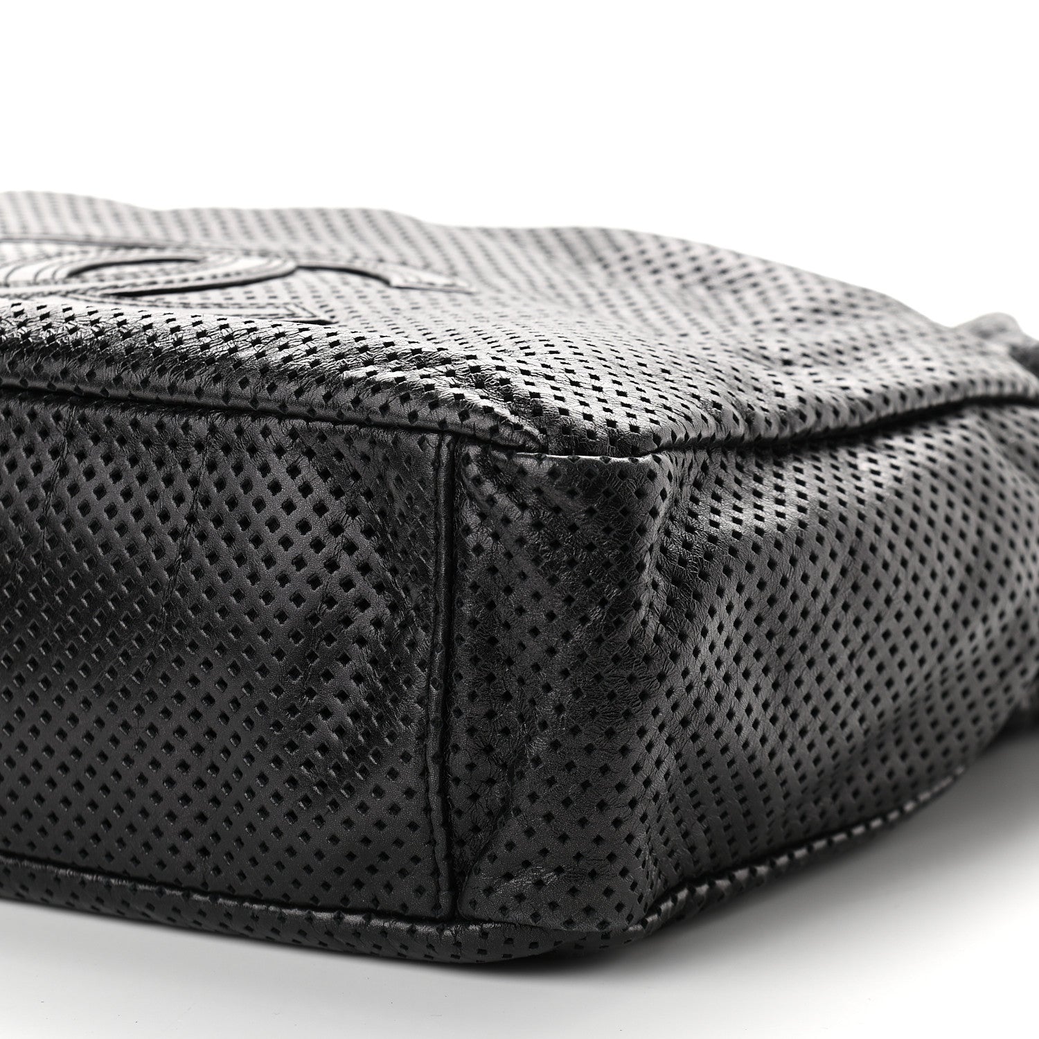 Chanel Glazed Calfskin Perforated Medium Rodeo Drive Tote Black 8 of 8