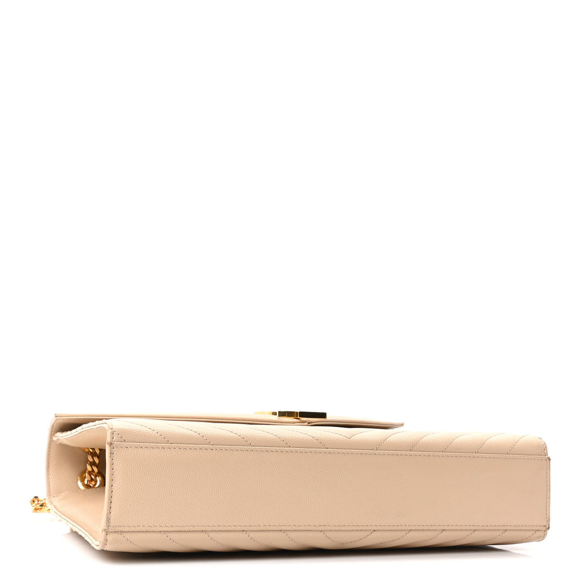 Saint Laurent Grain De Poudre Matelasse Chevron Large Monogram Satchel Dark Beige 4 of 11