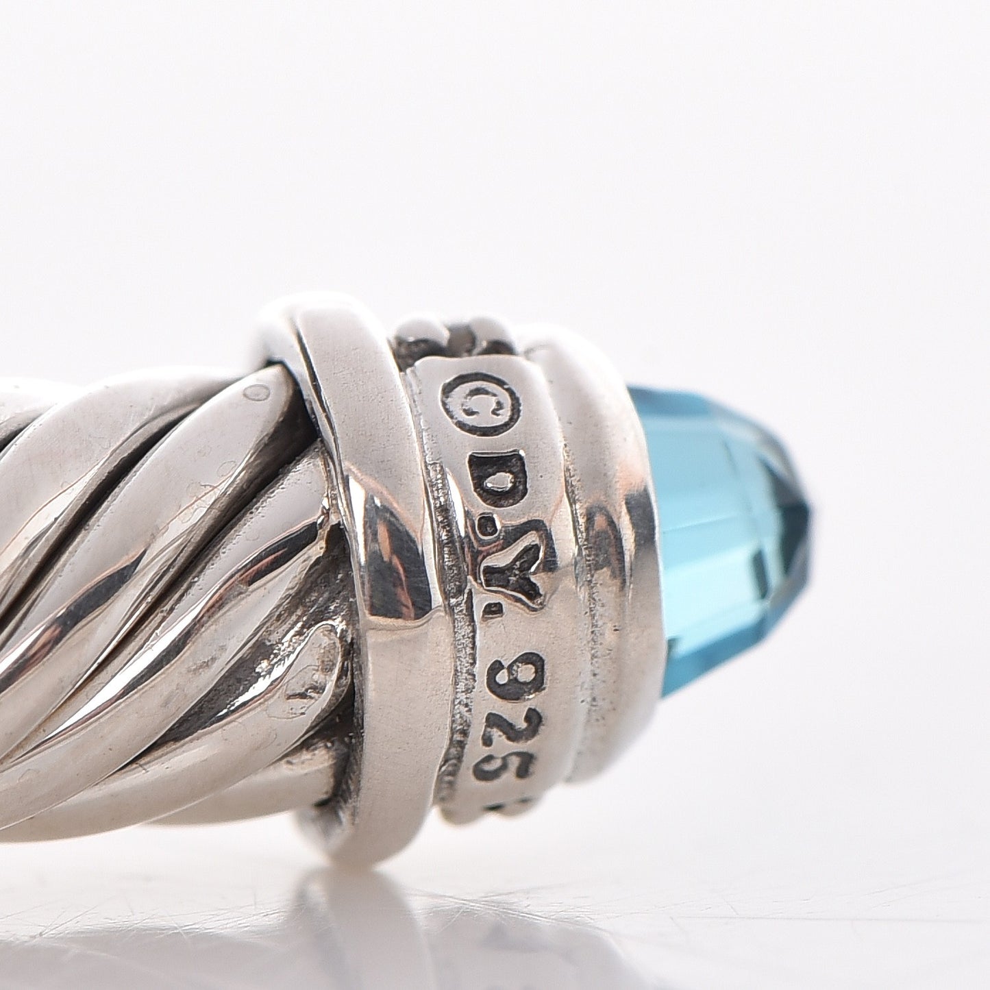 Sterling Silver Diamond Blue Topaz 5mm Cable Classics Bracelet