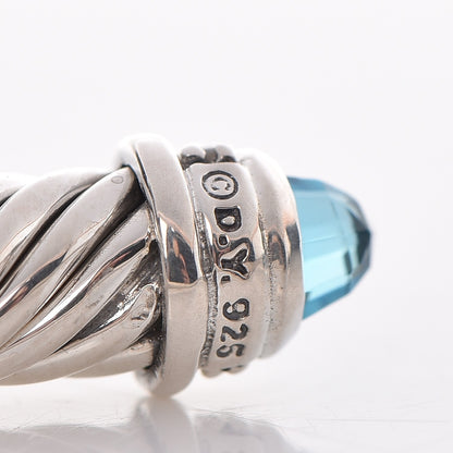 David Yurman Sterling Silver Diamond Blue Topaz 5mm Cable Classics Bracelet 3 of 4