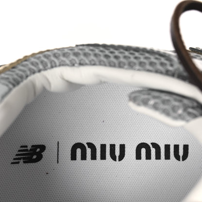 Miu Miu X NEW BALANCE Metallic Calfskin Mesh 530 SL Sneakers 39.5 Argento Platino 9 of 11