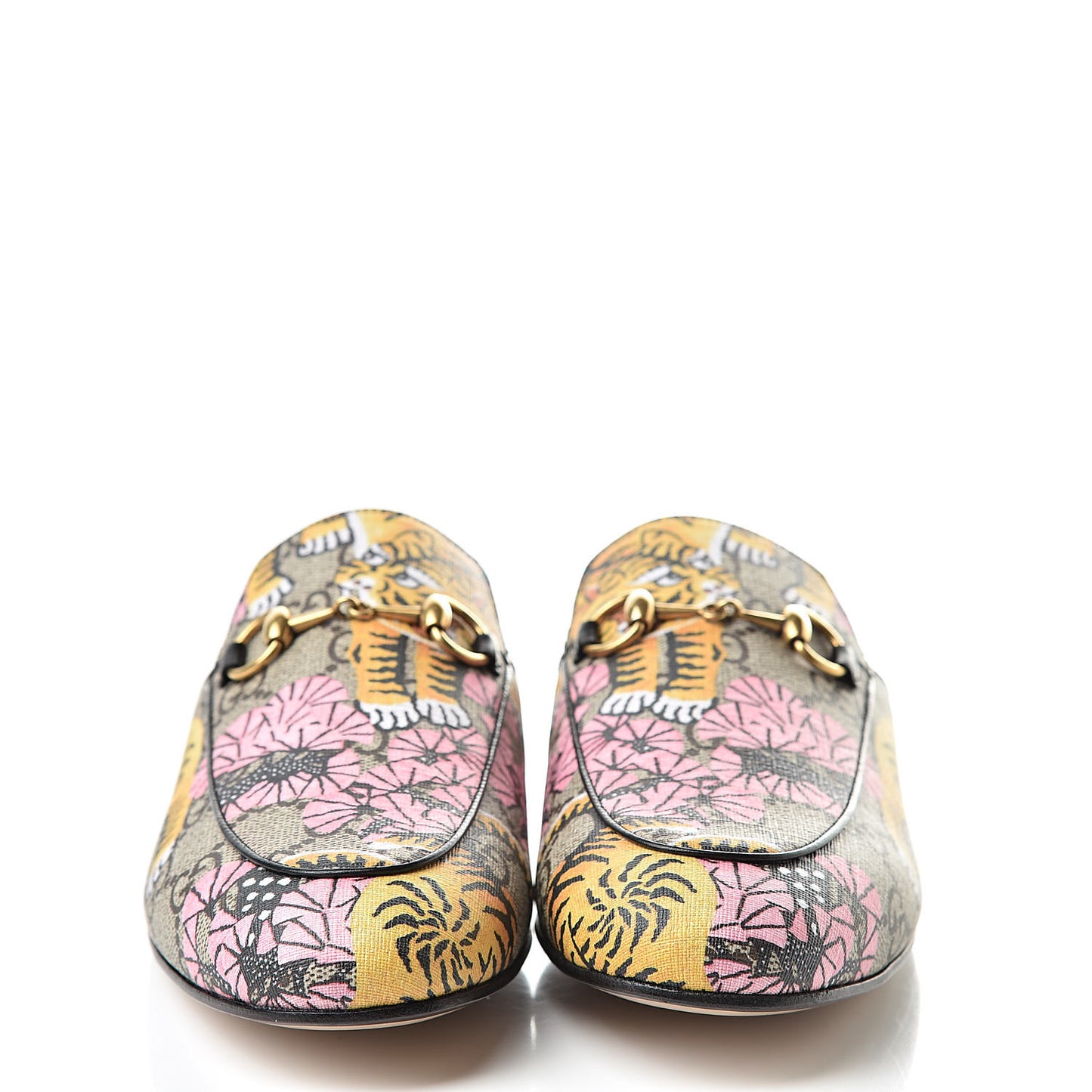 GG Supreme Monogram Bengal Womens Princetown Slippers 37.5 Beige Crop Pink