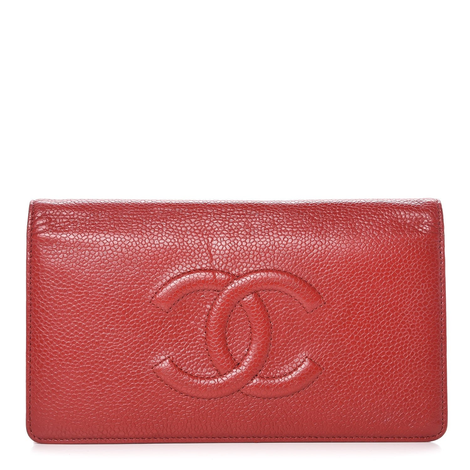 Chanel Caviar Timeless CC Yen Wallet Red 1 of 14