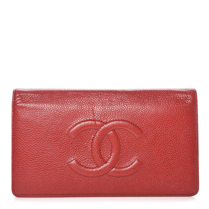 Chanel Caviar Timeless CC Yen Wallet Red 1 of 14