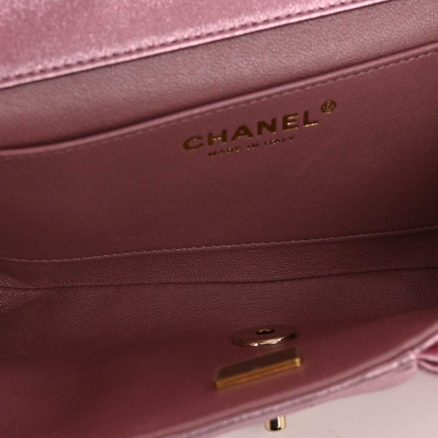 Metallic Lambskin Tie My Bow Flap Clutch With Chain Pink