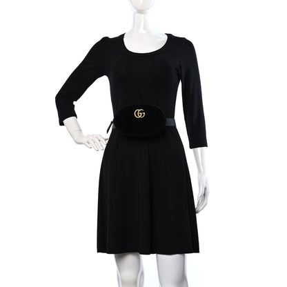 Gucci Velvet Matelasse GG Marmont Belt Bag 85 34 Black 2 of 9