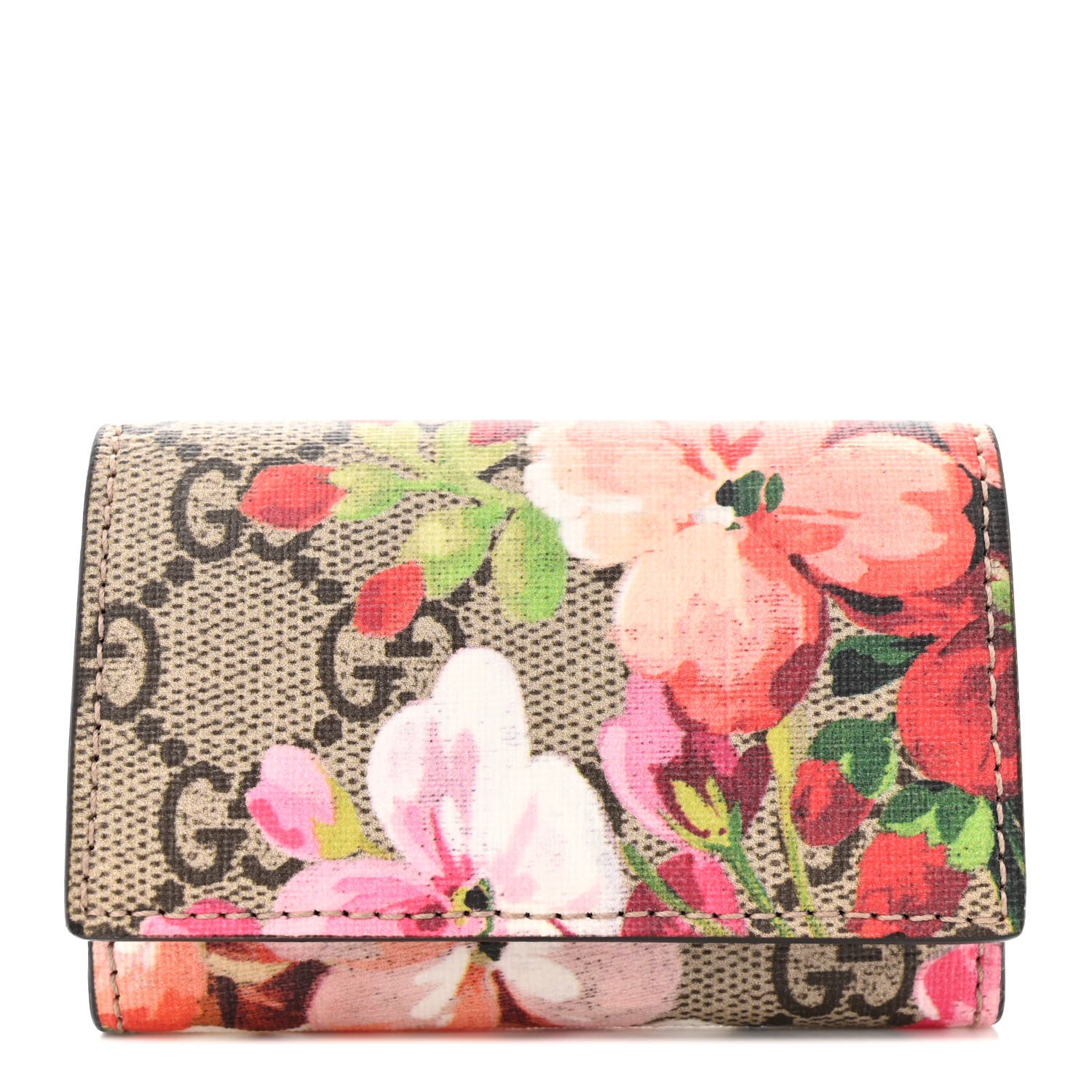 Gucci GG Supreme Monogram Blooms 6 Key Holder Case Beige Multicolor Dry Rose 1 of 9
