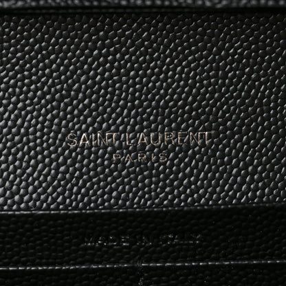 Saint Laurent Grain De Poudre Matelasse Chevron Monogram Chain Wallet Black 5 of 6