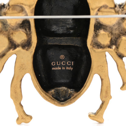 Gucci Metal Pearl Crystal Bee Brooch Aged Gold 4 of 6