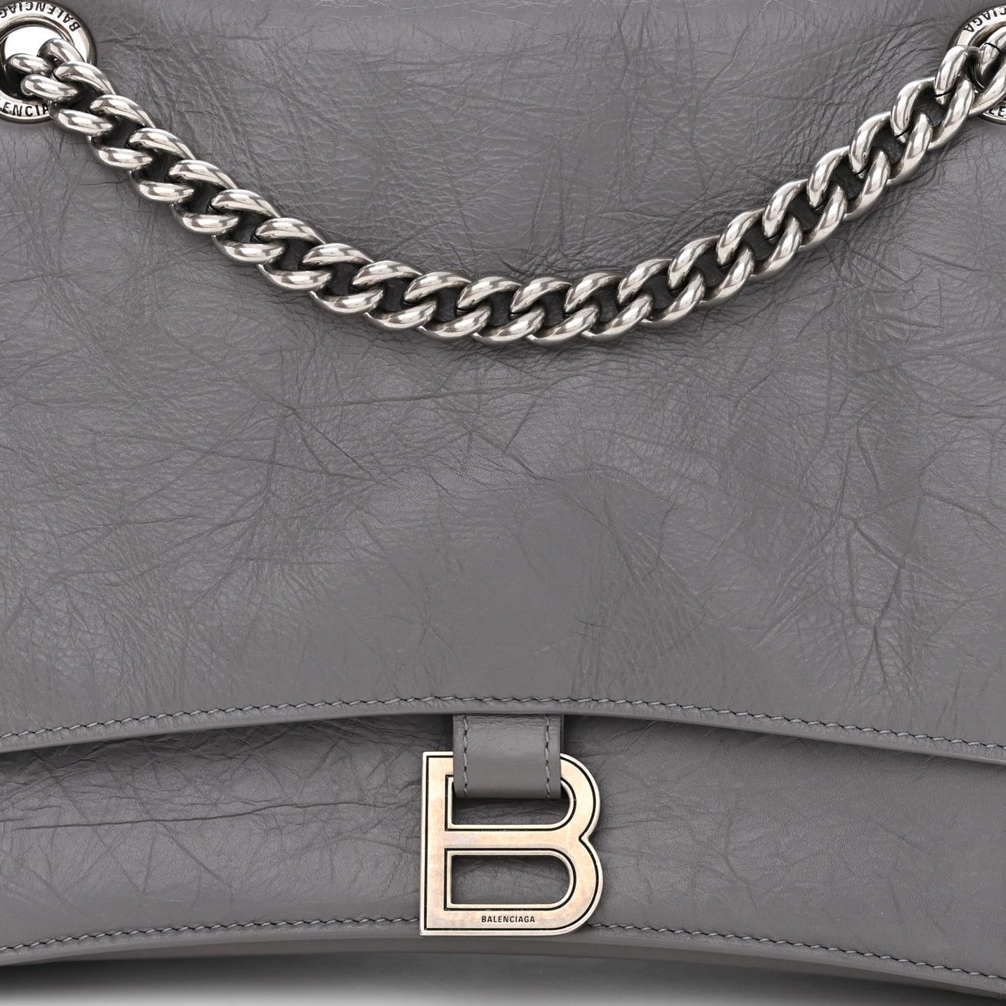 Crushed Calfskin Medium Crush Chain Bag Dark Grey