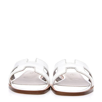 Hermes Box Calfskin Oran Sandals 36 White 2 of 9