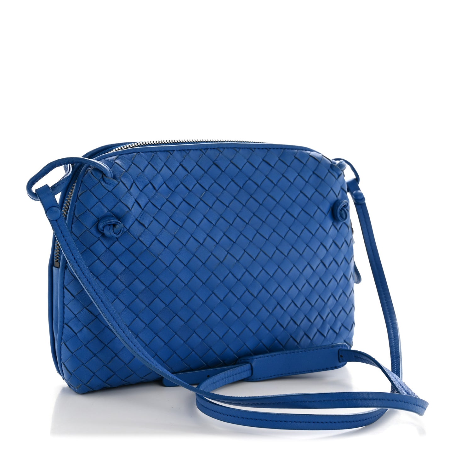 Nappa Intrecciato Double Compartment Crossbody Bag Atlantic Blue