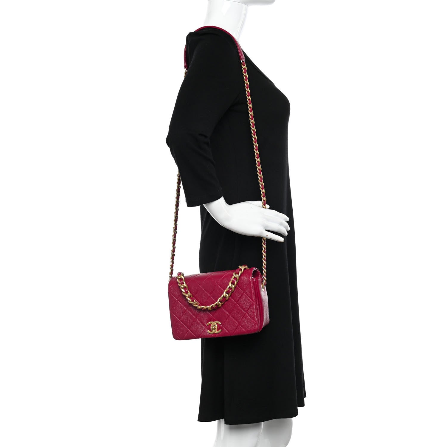 Chanel Caviar Quilted Small Fashion Therapy Flap Bag Dark Pink 2 of 10