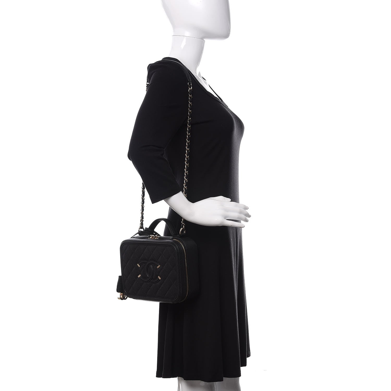 Chanel Caviar Quilted Medium CC Filigree Vanity Case Black 2 of 11