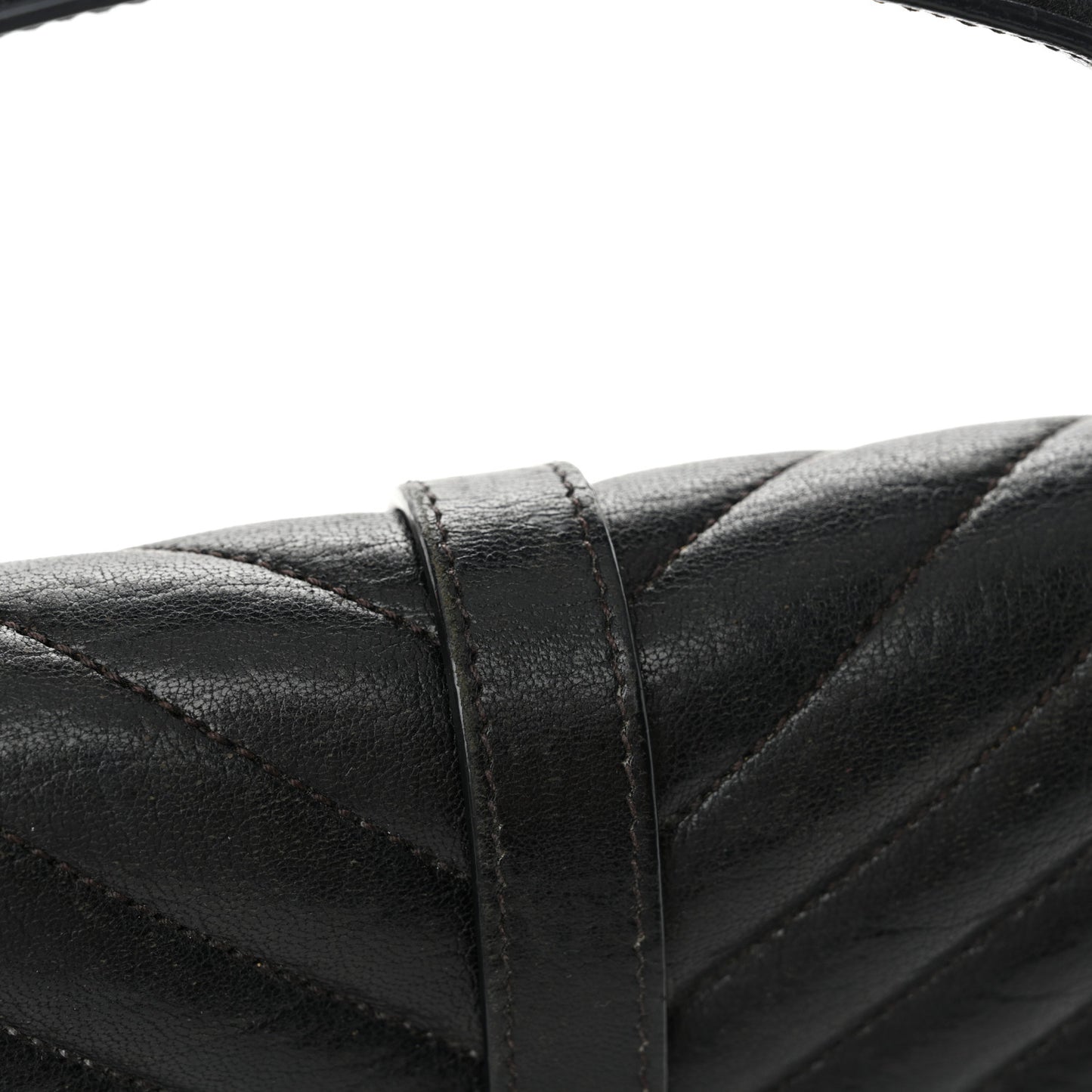 Sheepskin Matelasse Chevron Monogram Medium College Bag Black