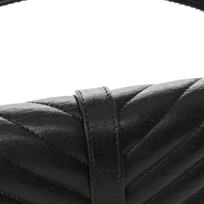 Saint Laurent Sheepskin Matelasse Chevron Monogram Medium College Bag Black 13 of 16