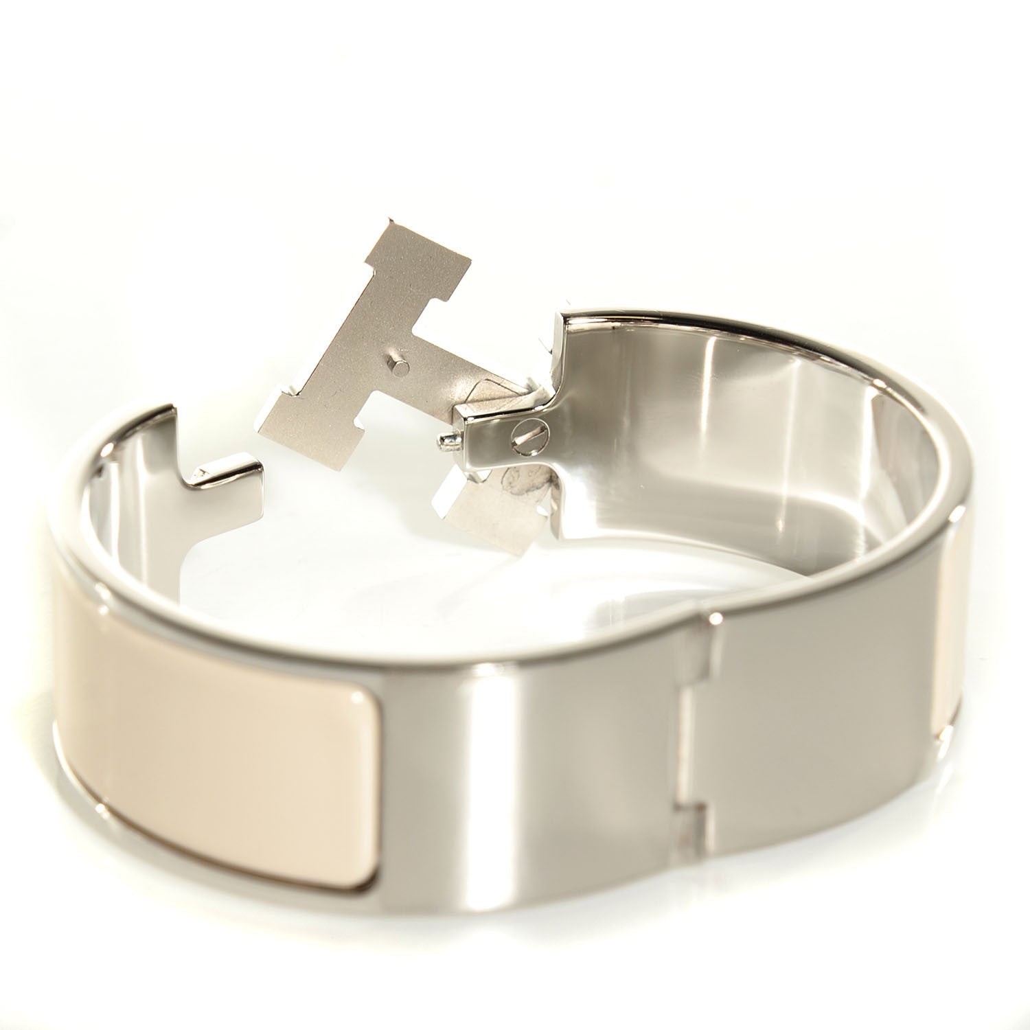 Hermes Enamel Clic Clac H Wide Bracelet PM Blanc Percale 4 of 6