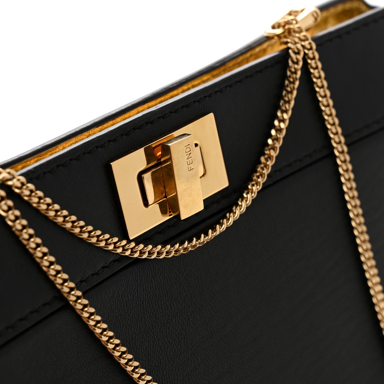 Fendi Nappa Small Peekaboo I SEE U East West Chain Satchel Black 12 of 14
