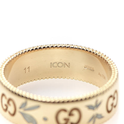 Gucci 18K Yellow Gold Enamel 6mm Icon Blooms Ring 50 5.5 4 of 6