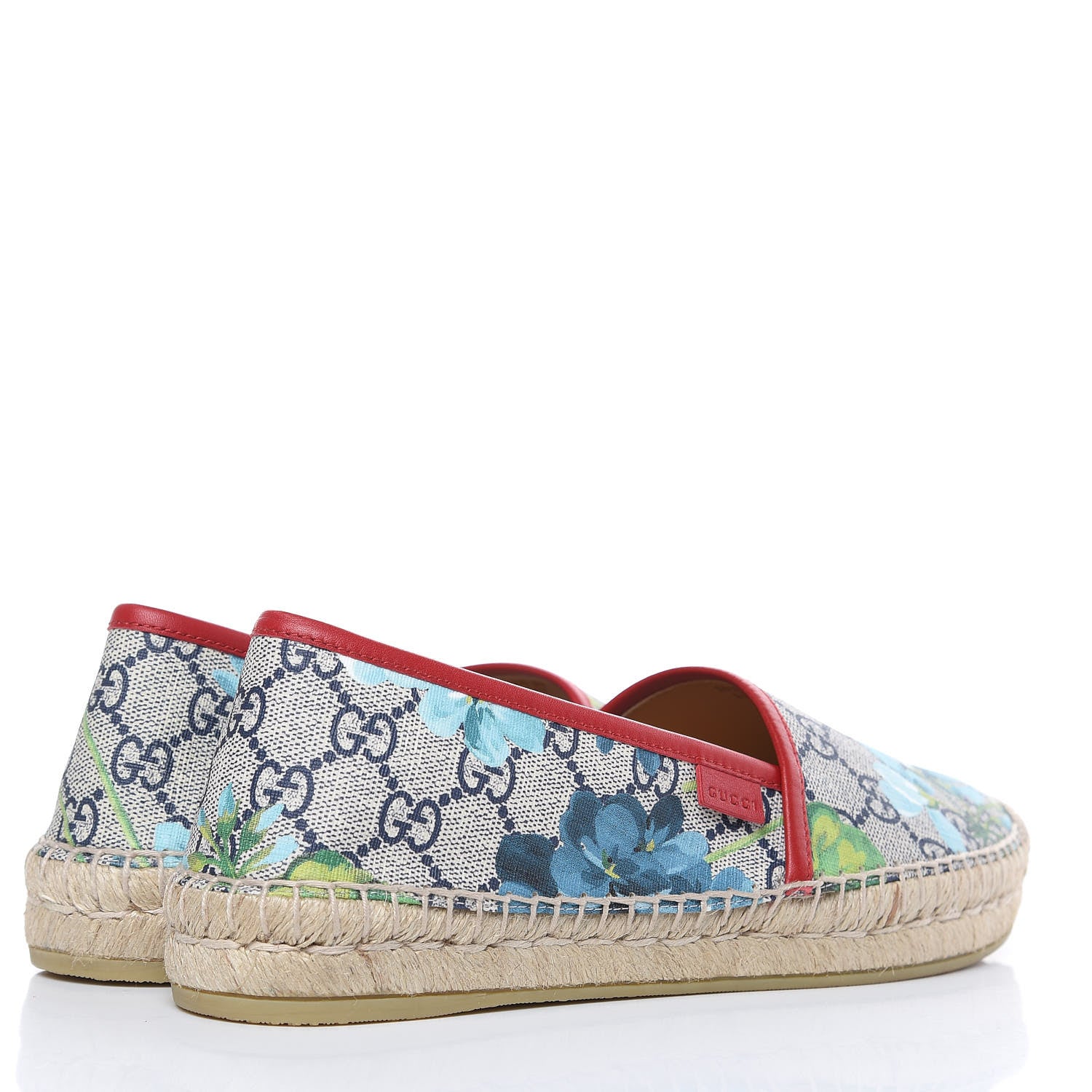 Gucci GG Supreme Monogram Blooms Espadrilles 38.5 Beige Blue Navy Hibiscus Red 4 of 9