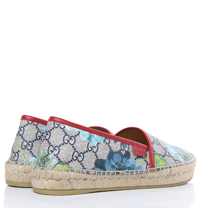 Gucci GG Supreme Monogram Blooms Espadrilles 38.5 Beige Blue Navy Hibiscus Red 4 of 9