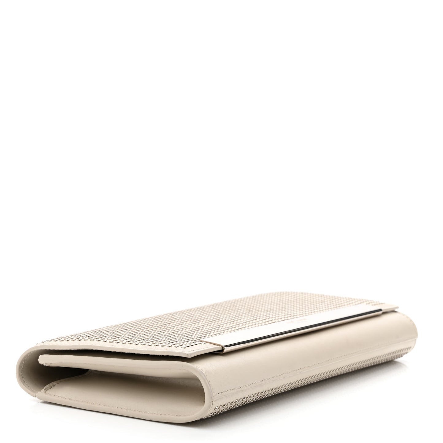 Calfskin Studded Lutetia Flap Clutch White