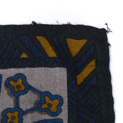 Hermes Cashmere Silk Zenobie Reine De Palmyre Shawl 140 Black Mordore Bleu 5 of 5