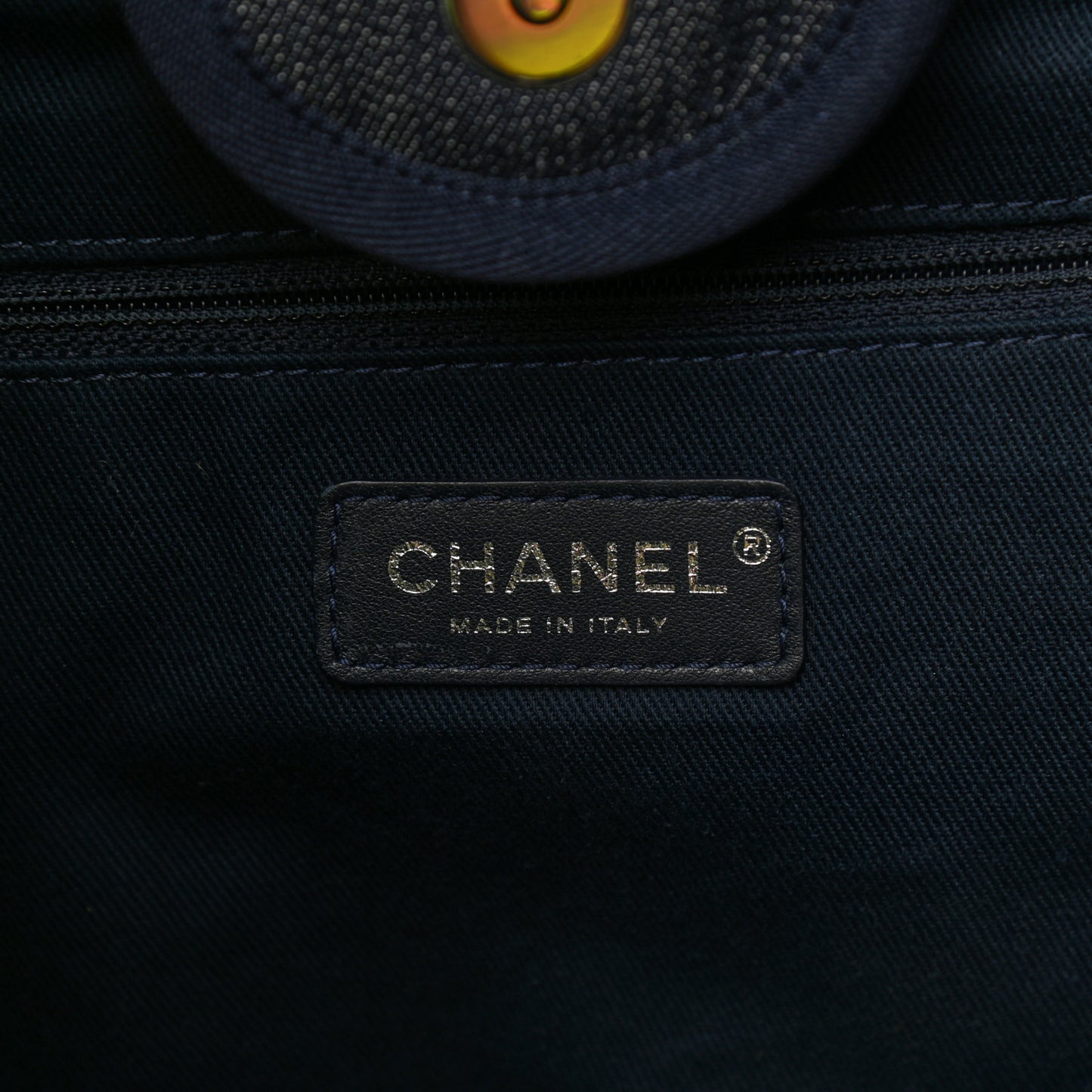 Denim Large Deauville Tote Blue Orange